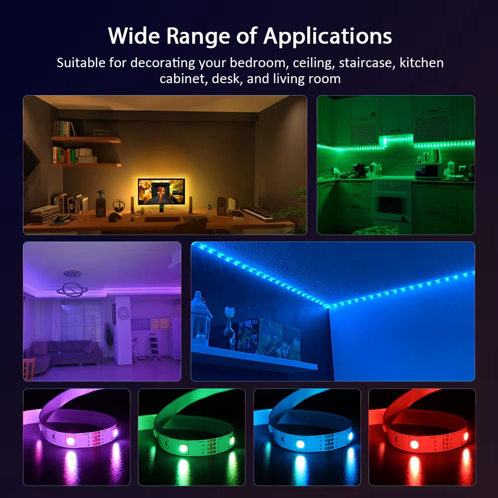 Colorrgb, LED RGB Strip Light, APP Control Color Changing LED SMD 5050 RGB Light Strips with RF Remote for for Rooms, Party