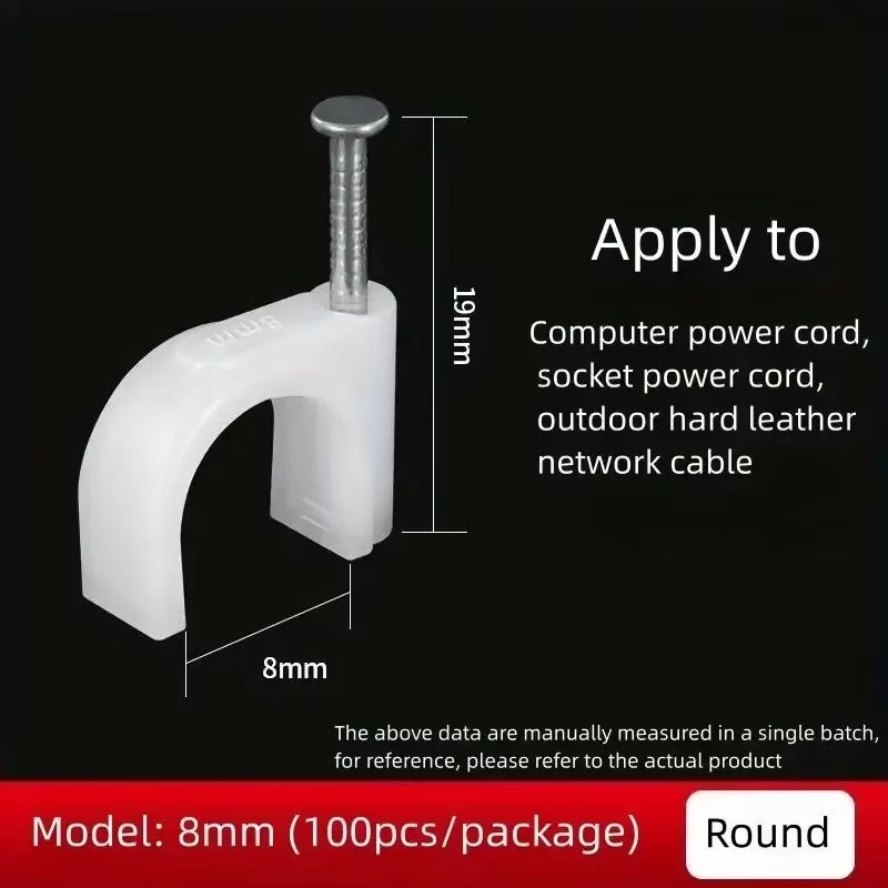 100Pcs Cable Clips 4/6/8/10Mm Cable Wire Clips Nail in Cable Clips Cable Tacks Coaxial Nail Clamps Cable Nails for Cords Cable