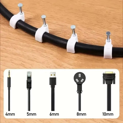 100Pcs Cable Clips 4/6/8/10Mm Cable Wire Clips Nail in Cable Clips Cable Tacks Coaxial Nail Clamps Cable Nails for Cords Cable