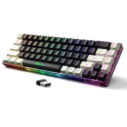 Wireless Gaming Keyboard Rechargeable Backlit Gaming Keyboard 68 Keys Membrane Keyboard for PC English/Spanish Layout