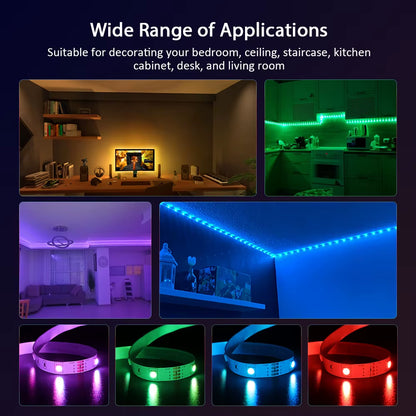 Colorrgb, LED RGB Strip Light, APP Control Color Changing LED SMD 5050 RGB Light Strips with RF Remote for for Rooms, Party