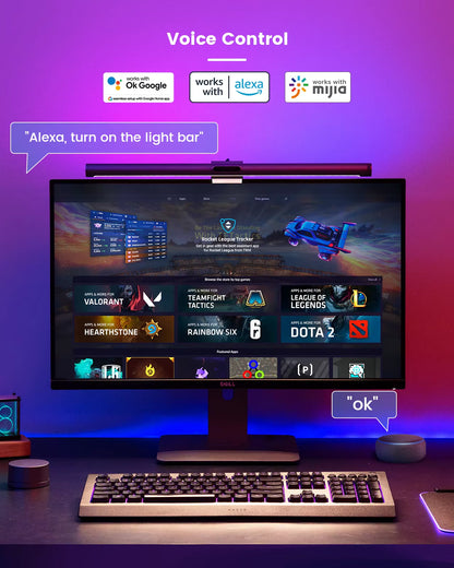 Monitor Light Bar Pro,Smart Computer Monitor Light with RGB Backlight Work with Alexa & Google Home,Razer Chroma