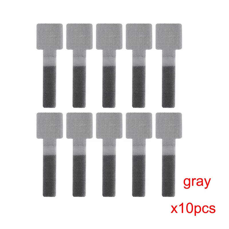 10Pcs Cable Organizer Data Cable Storage Artifact Computer Desktop Cable Harness Velcro Tie Away Cable Retainer