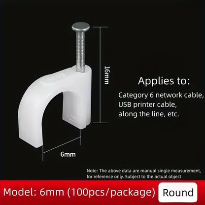 100Pcs Cable Clips 4/6/8/10Mm Cable Wire Clips Nail in Cable Clips Cable Tacks Coaxial Nail Clamps Cable Nails for Cords Cable