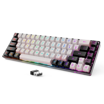 Wireless Gaming Keyboard Rechargeable Backlit Gaming Keyboard 68 Keys Membrane Keyboard for PC English/Spanish Layout