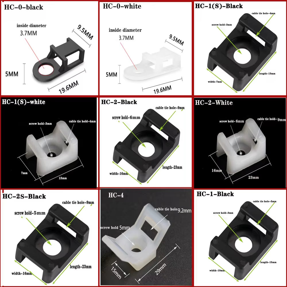 Wire Arrangement Cable Tie Mounts Cable Clips Clamp for Wire Adjustable Cable Mount Fix Cable Tie Holder Clips Cable Organizer
