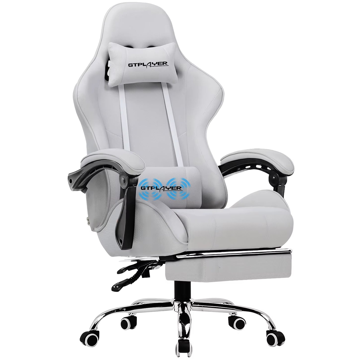 Gaming Chair with Footrest, Lumbar Support, Adjustable Height, Swivel, Headrest for Office/Gaming