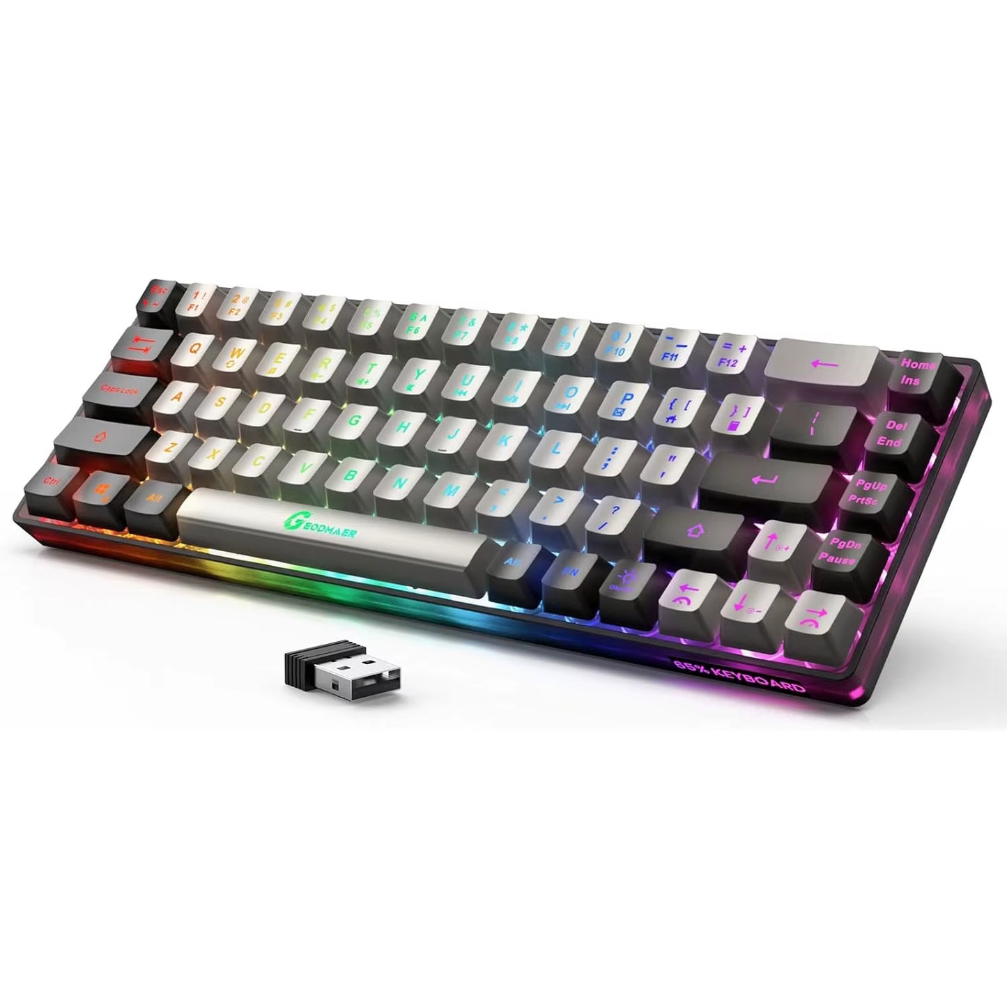 Wireless Gaming Keyboard Rechargeable Backlit Gaming Keyboard 68 Keys Membrane Keyboard for PC English/Spanish Layout