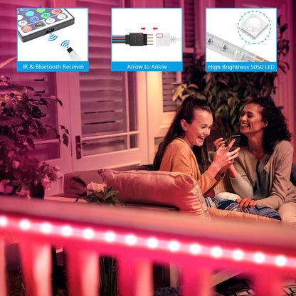 Colorrgb, LED RGB Strip Light, APP Control Color Changing LED SMD 5050 RGB Light Strips with RF Remote for for Rooms, Party