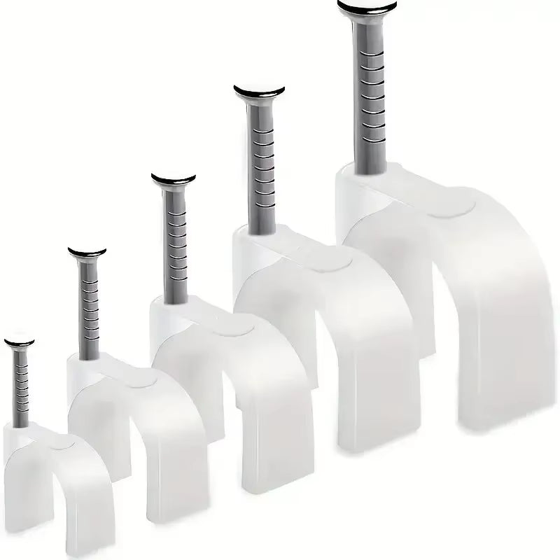 100Pcs Cable Clips 4/6/8/10Mm Cable Wire Clips Nail in Cable Clips Cable Tacks Coaxial Nail Clamps Cable Nails for Cords Cable