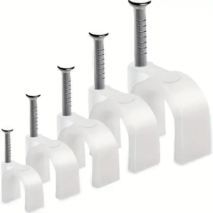 100Pcs Cable Clips 4/6/8/10Mm Cable Wire Clips Nail in Cable Clips Cable Tacks Coaxial Nail Clamps Cable Nails for Cords Cable