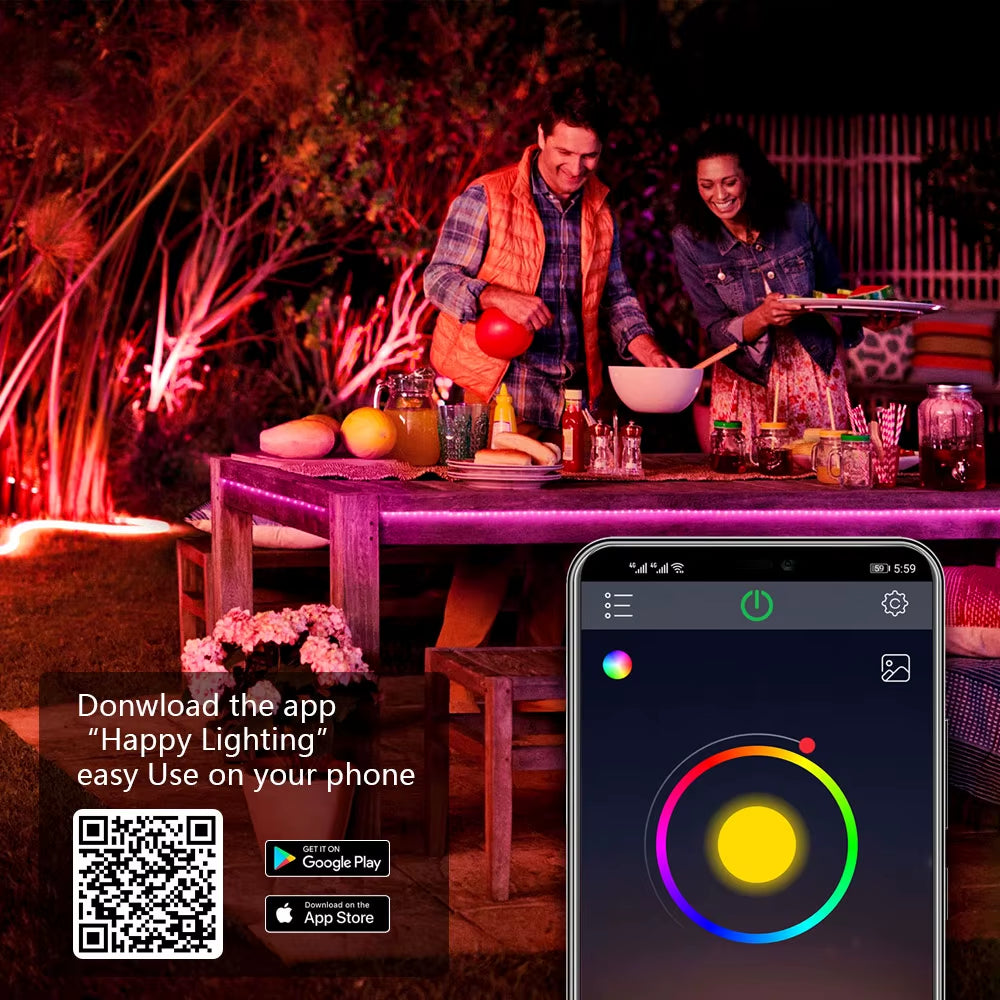 Colorrgb, LED RGB Strip Light, APP Control Color Changing LED SMD 5050 RGB Light Strips with RF Remote for for Rooms, Party